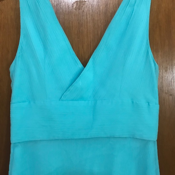 J. Crew Turquoise VNeck Dress 100% Silk 0P Petite - Picture 2 of 5